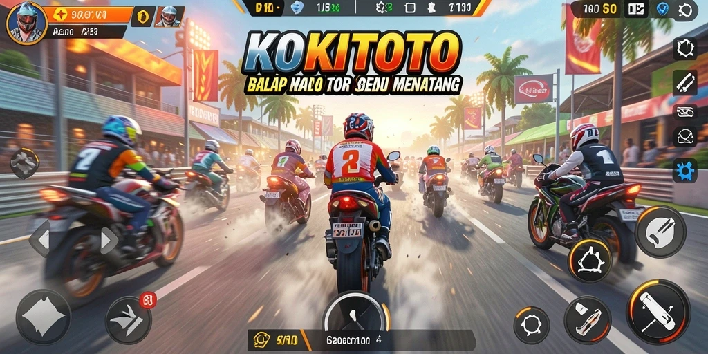 Tampilan gameplay <strong>KOKITOTO</strong> yang menegangkan dan seru saat balapan.