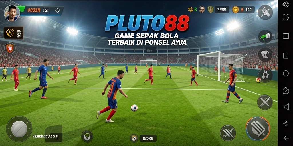 Tampilan gameplay menarik dengan aksi sepak bola yang mendebarkan.