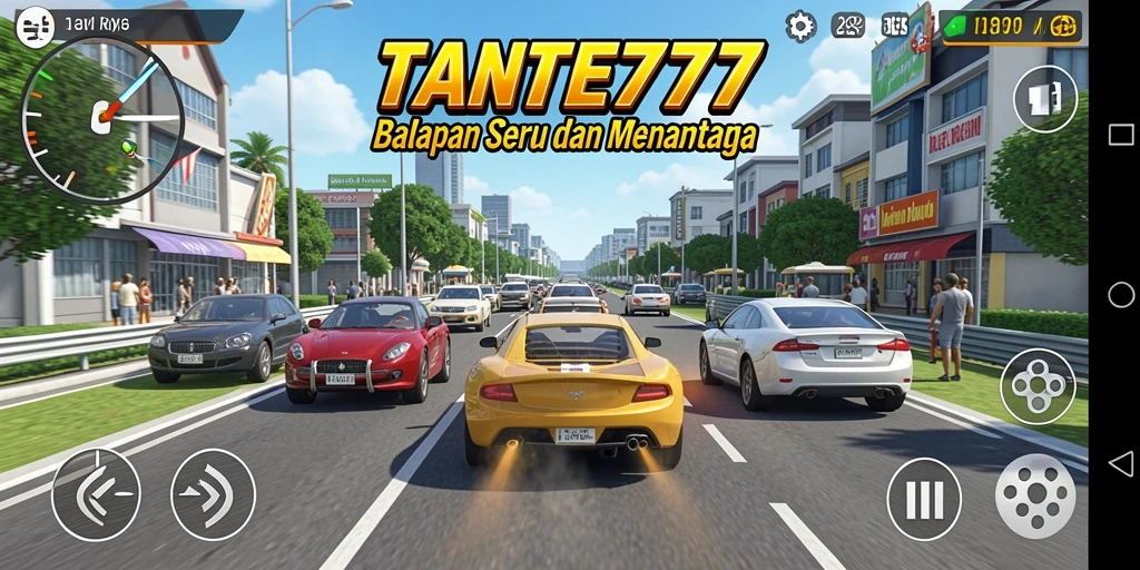 Tangkapan layar utama <strong>TANTE777</strong> menampilkan action balap yang seru dan intens.