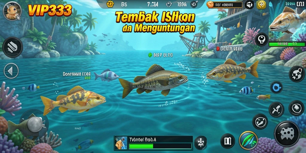 Gameplay Tembak Ikan yang seru dengan fokus pada menangkap ikan berharga.